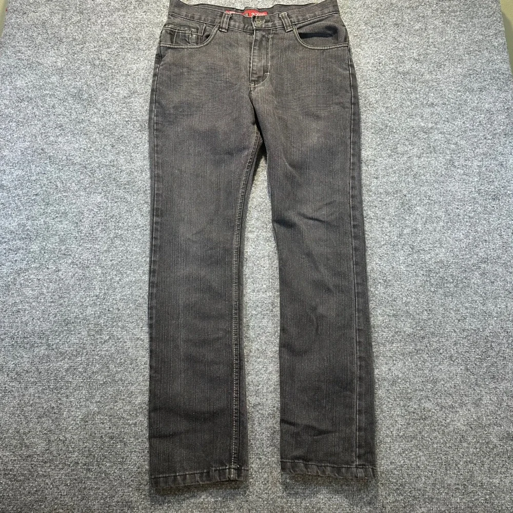 Terra Blue Jeans Men 32 Black Faded Denim Y2K Streetwear Grunge Straight Leg